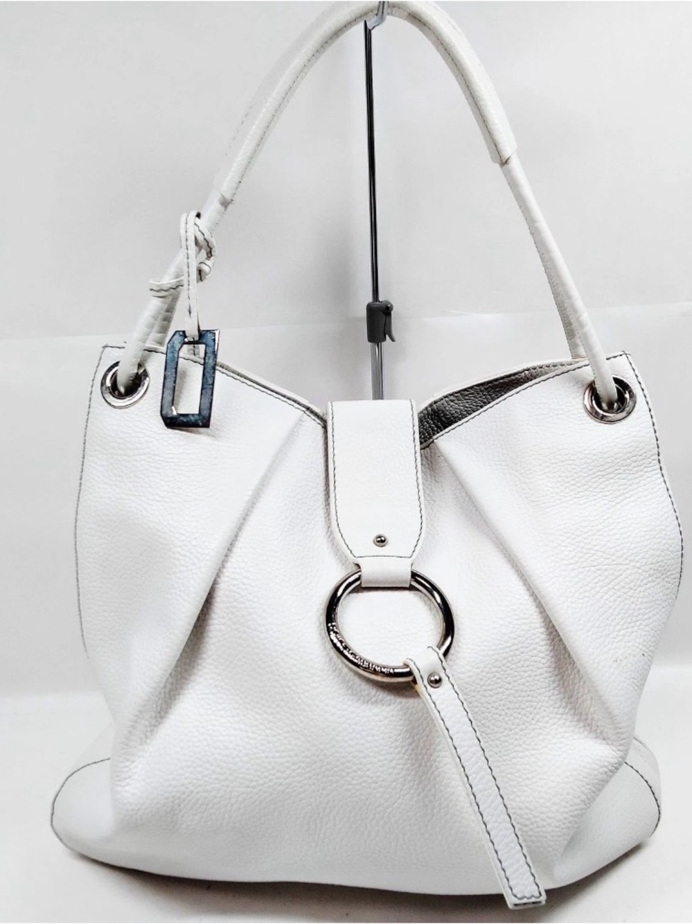 Dolce & Gabbana White Leather Ring-Detail Hobo Bag